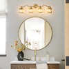 POWLIG 34.8-in 4-Light Gold Dimmable Bathroom Transitional Vanity Light with Crystal Shade - 2 of 4