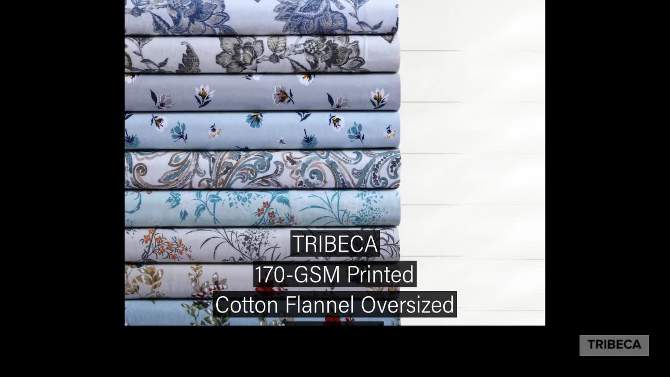 Floryn Printed Flannel Oversized Duvet Cover Set - Tribeca Living, 2 of 5, play video