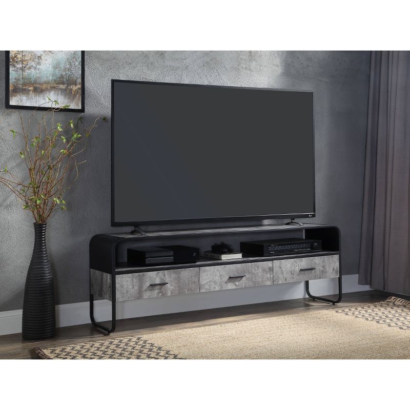 60&#34; Raziela Tv Stand and Console Concrete Gray and Black Finish - Acme Furniture, 1 of 7