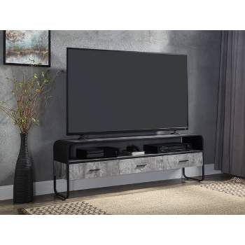 60" Raziela Tv Stand and Console Concrete Gray and Black Finish - Acme Furniture