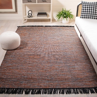 Montauk 6' x 9' Black and Orange Cotton Area Rug
