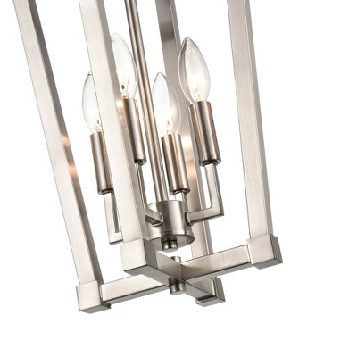 Modern Gold Brushed Nickel 4-Light Pendant, 21.25" Tall