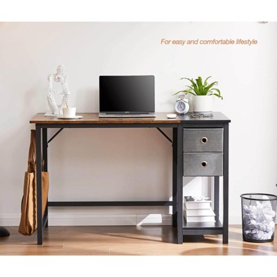 CAVINAS Home Office Desk 40" L Modern Computer Desk with 2 Storage Drawers, Shelf and Hook for Study, Work