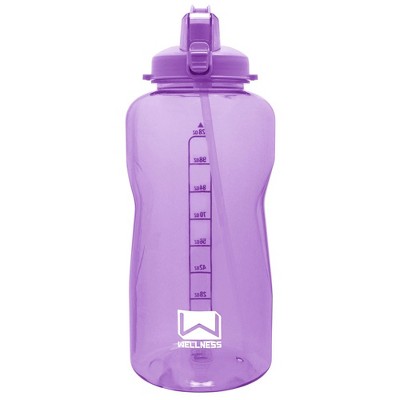 1 Gallon (128 oz) Giant Water Bottle with Carry Handle & Straw, Lilac