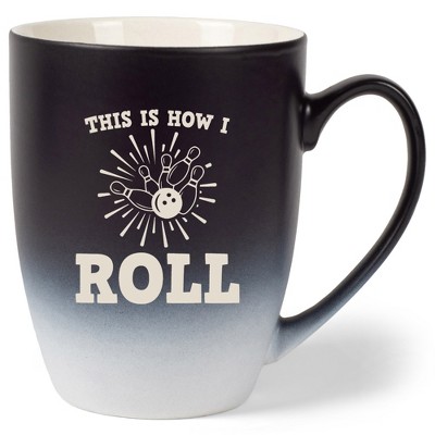 100 North Bowling Pin Design 10 Ounce Black and White Two Toned Ombre, Comfortably Fits Your Hands, Ceramic Tea Coffee Cup Mug, This Is How I Roll