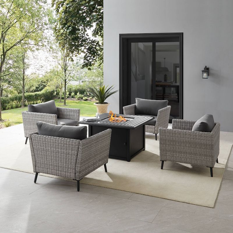 Richland 5pc Outdoor Wicker Conversation Set with Fire Table - Crosley, 3 of 15
