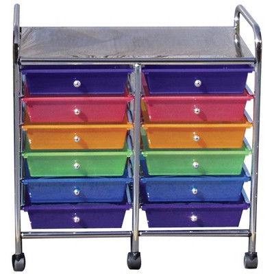 Mobile Organizer, 12 Drawers, 25 x 26 x 15-1/4 Inches, Multiple Colors