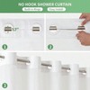 No Hook Waffle Weave Shower Curtain with Snap - in Fabric Liner Set White Bathroom Shower Curtain See Through Top - 4 of 4