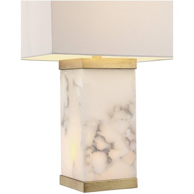 Mindy White Alabaster Table Lamp with Gold Accents