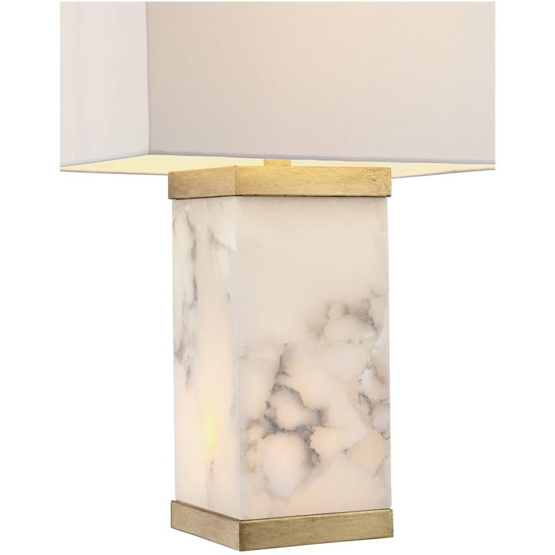 Possini Euro Design Mindy Modern Table Lamp 24 3/4" High White Gray Alabaster with Nightlight Rectangular Shade for Bedroom Living Room House Bedside, 5 of 10
