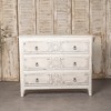 Vintage White Drawer Chest with Ornate Carved Design and Three Spacious Drawers, Rustic Storage Solution, 1pc - 2 of 4