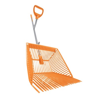 Ergie Systems ERG-MCKS22 Steel Shaft Muck Scoop with Auto Sifting Fork Basket | 22 Plastic Tines | 54-Inch Steel Shaft