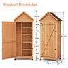 Outdoor Wooden Storage Shed, 63''H Vertical Tool Storage House with Shelves, Large Garden Tools Shed with Lockable Door for Backyard Garden Patio - 2 of 4
