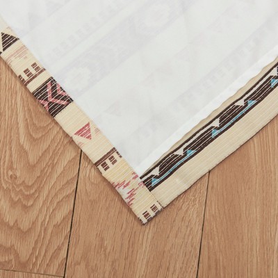 Phoenix Beige Southwest Geometric Light-Filtering Grommet Curtain Panels