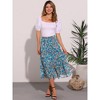 INSPIRE CHIC Women's Floral Elastic Waist Tiered Ruffle Boho Midi Skirts - 2 of 4