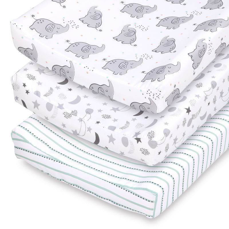 The Peanutshell Celestial Elephant Changing Pad Covers for Boys or Girls, Unisex, 3-Pack, 1 of 10