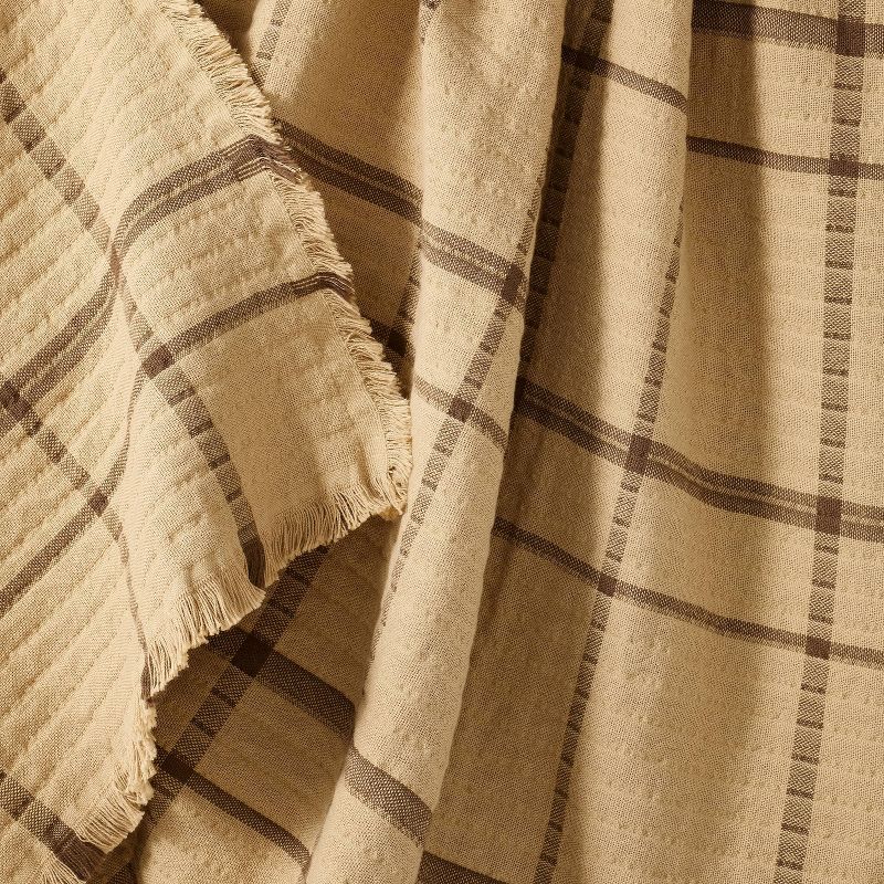 Plaid Gauze Throw Blanket with Frayed Edges Brown - Threshold&#8482; designed with Studio McGee, 4 of 5