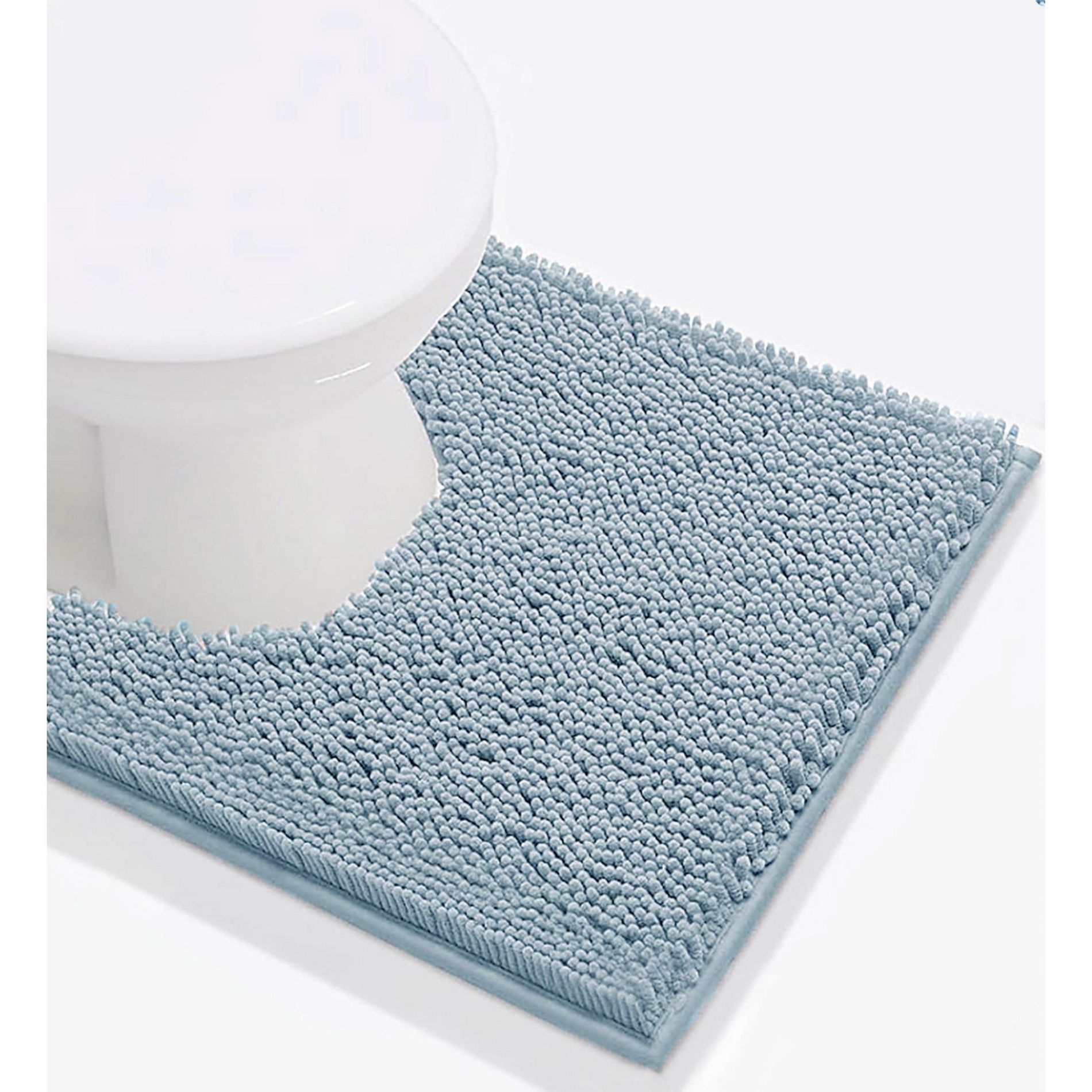 Home Mart Goods Sky Blue Soft Cozy Plush Chenille Contour Bath Mat Bathroom Rug