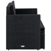 vidaXL 2 Seater Patio Sofa with Cushions Black Poly Rattan - 3 of 4