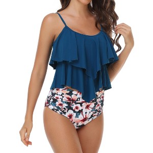 Clearlove Tankini Swimsuits for Women High Waisted Ruffle Tops with Tummy Control Bottom Two Piece Bathing Suit - 1 of 4