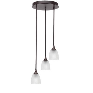Toltec Lighting Empire 3 - Light Pendant in  Dark Granite with 5" Clear Ribbed Shade - 1 of 1