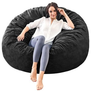 Inhand Bean Bag Chairs for Adults - Memory Foam Furniture BeanBag Chair with Soft Fiber Cover - Round Fluffy Couch for Living Room - 1 of 4