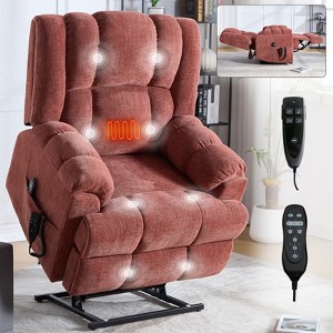 MAYEERTY Electric Power Lift Recliner Massage Chair with Power-Remote, Dual Motor Heat Massage Infinite Position Medium-firm and Heavy Duty, Red - 1 of 4