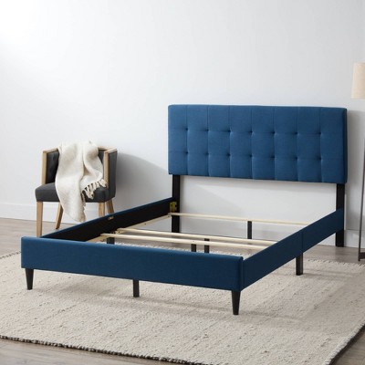 Full Sue Square Tufted Headboard Platform Bed Navy - Brookside Bed ...