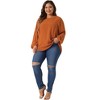 Agnes Orinda Women's Plus Size Dressy Swiss Dots Long Sleeve Round Neck Casual Blouses - 3 of 4