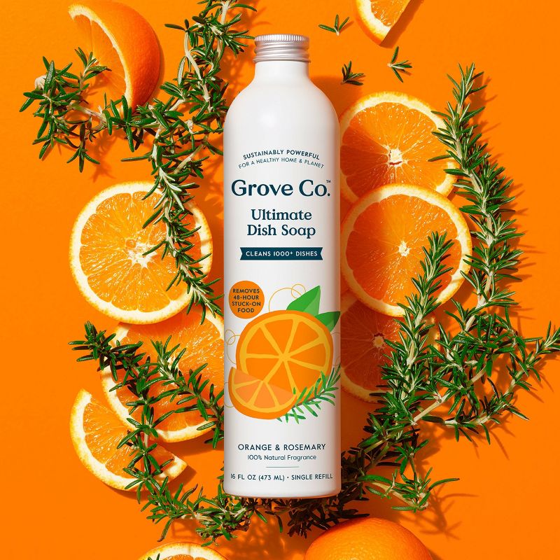 Grove Co. Orange &#38; Rosemary Liquid Dish Soap Refill - Aluminum Bottle - 16 fl oz, 4 of 10