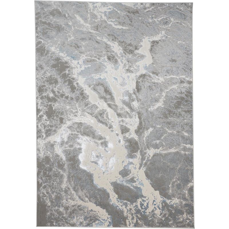 Azure Modern Abstract Silver/Gray/Ivory Area Rug, 1 of 6