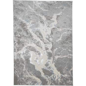 Azure Modern Abstract Silver/Gray/Ivory Area Rug