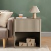 JSI0Fluted Nightstands Set 2, Side Tables with LED Light, Modern Mid Century End Table with Drawer, Farmhouse Bed Side Tables for Bedroom Living Room - 2 of 4