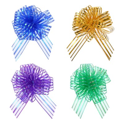 Unique Bargains Bright Colored Organza Chiffon Gift Wrapping Large Pull Bows Ribbons for Wedding 20 Pcs