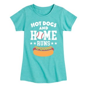 Girls' - Instant Message - Hot Dogs And Home Runs Fitted Short Sleeve Graphic T-Shirt - 1 of 4