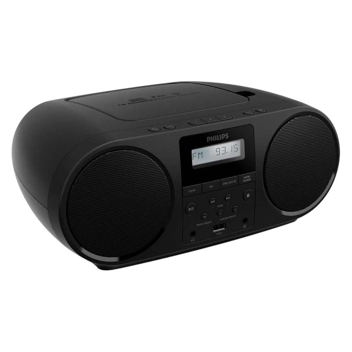Philips Portable CD Player Boombox with Bluetooth, Dynamic Bass Boost, Dual Speakers, FM Radio, USB & AUX Input, CD-R/CD-RW/MP3 Compatible