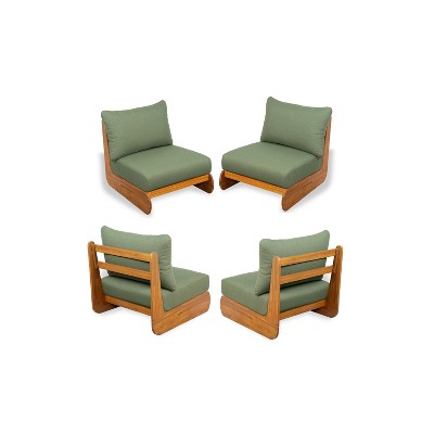 Christopher Knight Home Ansonia Mid-Century Modern Outdoor Acacia Wood Club Chair with Water-Resistant Cushion