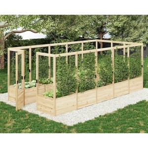 AMERLIFE U-Shaped Raised Garden Bed with Deer Proof Fence - 1 of 4