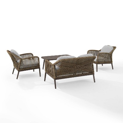 Haven 4-Piece Light Brown and Gray Outdoor Wicker Set