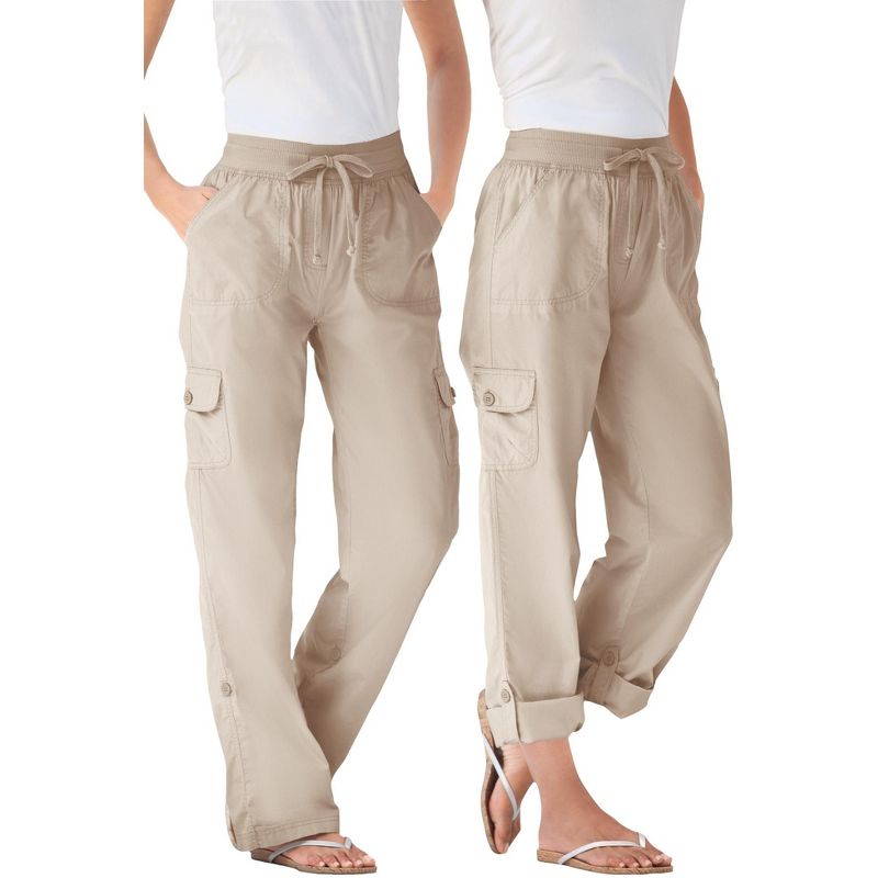 Woman Within Plus Size Convertible 2-in-1 Cargo Pant & Capri Elastic Waist, 1 of 3