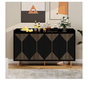 55 Inch Modern Coffee Bar Cabinet Buffet Sideboard with 4 Doors, Kitchen Dining Room Storage Cupboard, Stand Dresser, Living Room - 1 of 4