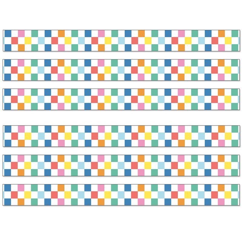 Carson Dellosa Education We Stick Together Checkered Rainbow Straight Bulletin Board Borders, 36 Feet Per Pack, 6 Packs, 1 of 5