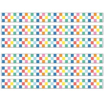 Carson Dellosa Education We Stick Together Checkered Rainbow Straight Bulletin Board Borders, 36 Feet Per Pack, 6 Packs