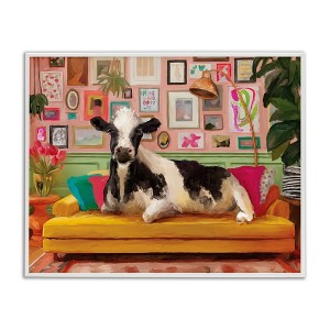 Stupell Industries Cow in Whimsical Maximalist House Black Framed Giclee Art - 1 of 4
