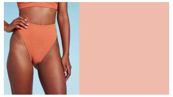Women's High Waist Extra Cheeky High Leg Jacquard Bikini Bottom - Shade & Shore™ Orange, 2 of 7, play video