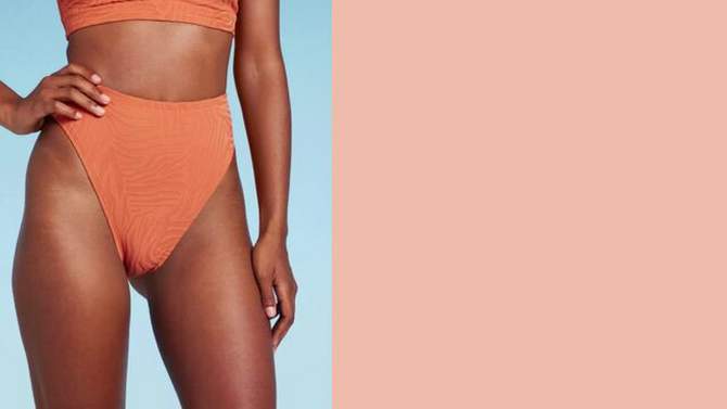 Women's High Waist Extra Cheeky High Leg Jacquard Bikini Bottom - Shade & Shore™ Orange, 2 of 7, play video