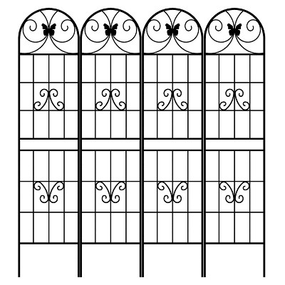 Lirago Black, 86.61"H * 19.68"W * 0.51"D, 4 pieces, Weatherproof Multi-functional Outdoor Screen - Laser-Cut Galvanized Steel Panel