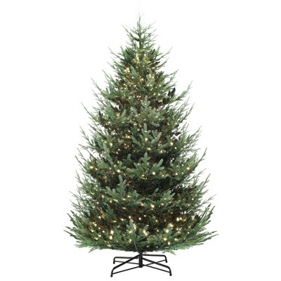 9 ft Artificial Christmas Tree, Prelit Christmas Tree with 300 LED Lights, 1939 Branch Tips and Wide Metal Base