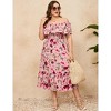 Women Plus Size Off Shoulder Maxi Dress Ruffle Flowy Summer Casual Boho Long Dresses - 2 of 4