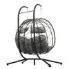 Syemin Patio Seating Sets Steel，Garden，Balcony and Outdoor Hanging Egg Chair With Iron Frame, Gray, 58.2"*37"*74.8" - 3 of 4